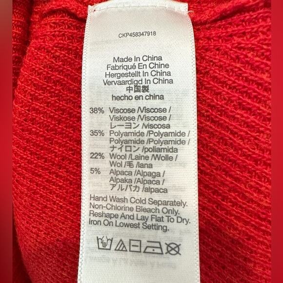 MADEWELL | Red Asherton Alpaca Blend V-Neck Sweater | XS - Picture 7 of 7